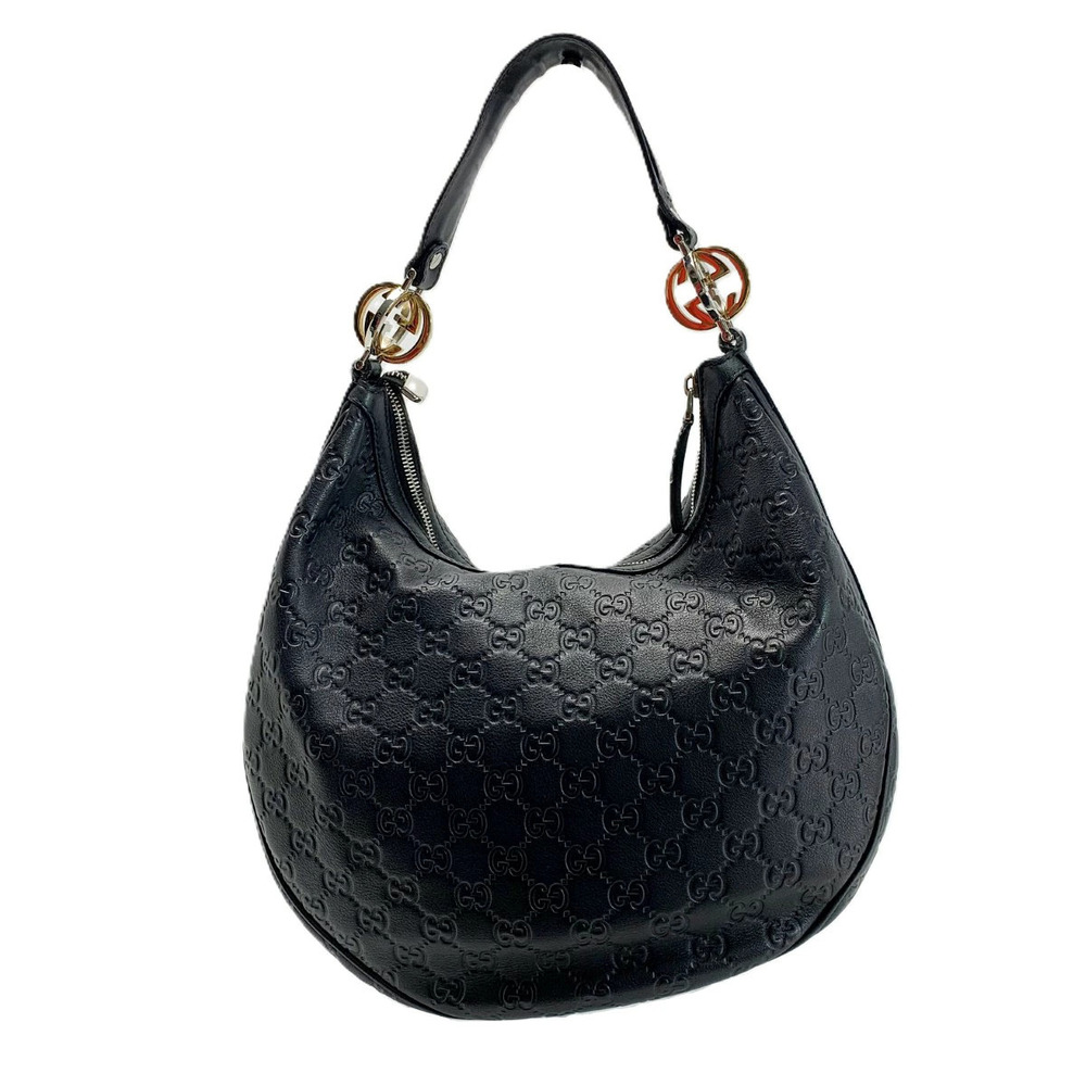 Gucci Bag Black Leather Hobo ssima Black